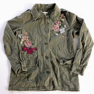 Maurices Military Utility Jacket with Embroidered Flowers